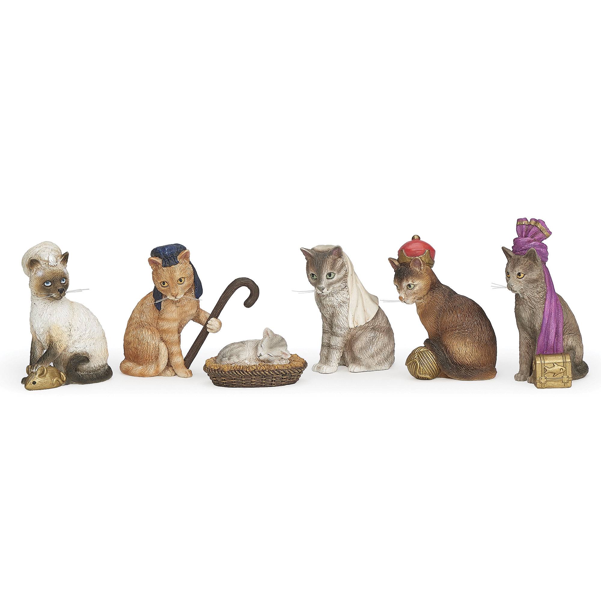 The Holiday Aisle® Giftware, Home Décor, 3.2" 6PC ST CAT PAGEANT CRECHE